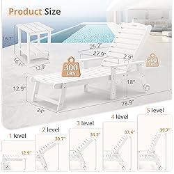LUE BONA HDPS Chaise Lounge Chairs Set with