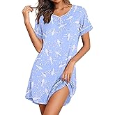 Ekouaer Women's Nightgowns Short Sleeve Nightshirt Soft Night Gown Ladies Nightdress Comfy Pajama Dress