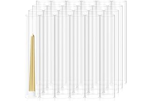 LUMAYCENS 24 PCS Hurricane Candle Holder Sleeve, Wide 2.5", Height 14", Clear Glass Cylinder Candleholder, Chimney Shade Tube, Open Ended Candle Shade Chimney Tube Cover for Lamp Pillar Taper Candle