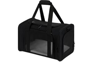 Cat Carrier,Pnimaund Dog Carrier Pet Carrier Airline Approved for Medium Cat Puppy Under 15 Lbs,Collapsible Soft Sides Pet Travel Carrier with Thickened Fabric,Safety Zippers,Medium-Black