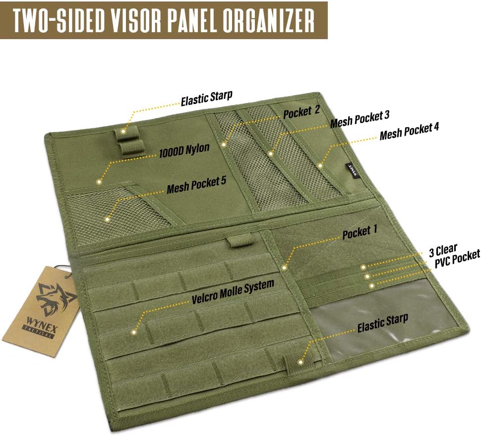 WYNEX Truck Visor Panel Organizer for Pickup F150, Large Molle Visor