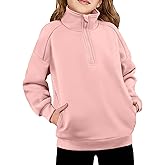 Arshiner Girls Half Zip Sweatshirt Fleece Quarter Zip Pullover Sweatshirts Fall Winter Clothes for Teen Girl Side Pockets