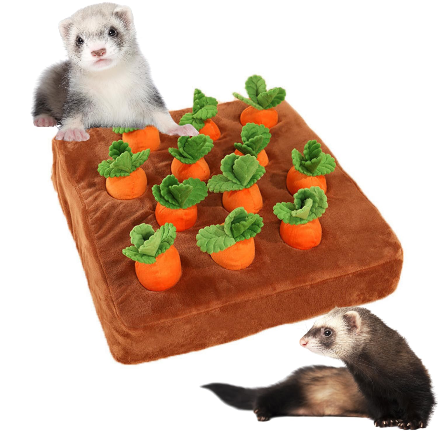 Photo 1 of PUMEXFE Ferret Foraging Toys Novelty Carrot Snuffle Mat Interactive Pet Treat Enrichment Toys for Small Animals Bunny Rabbit Chinchilla Guinea Pig Hamster (12Carrot)
