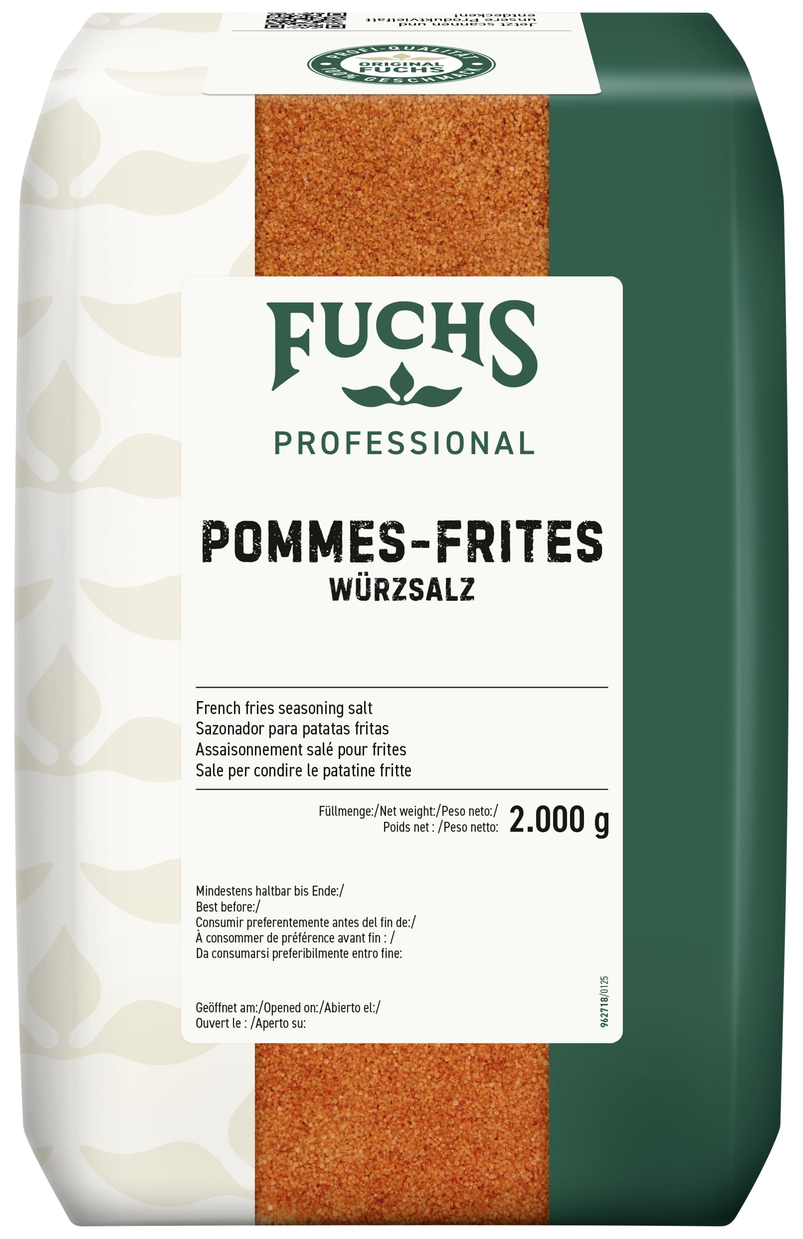 Fuchs Professional - Pommes-Frites-Würzsalz | Gewürz für Kartoffelgerichte wie Kroketten oder Bratkartoffeln | Profi-Qualität für Großverbraucher | 2 kg im recyclebaren Beutel