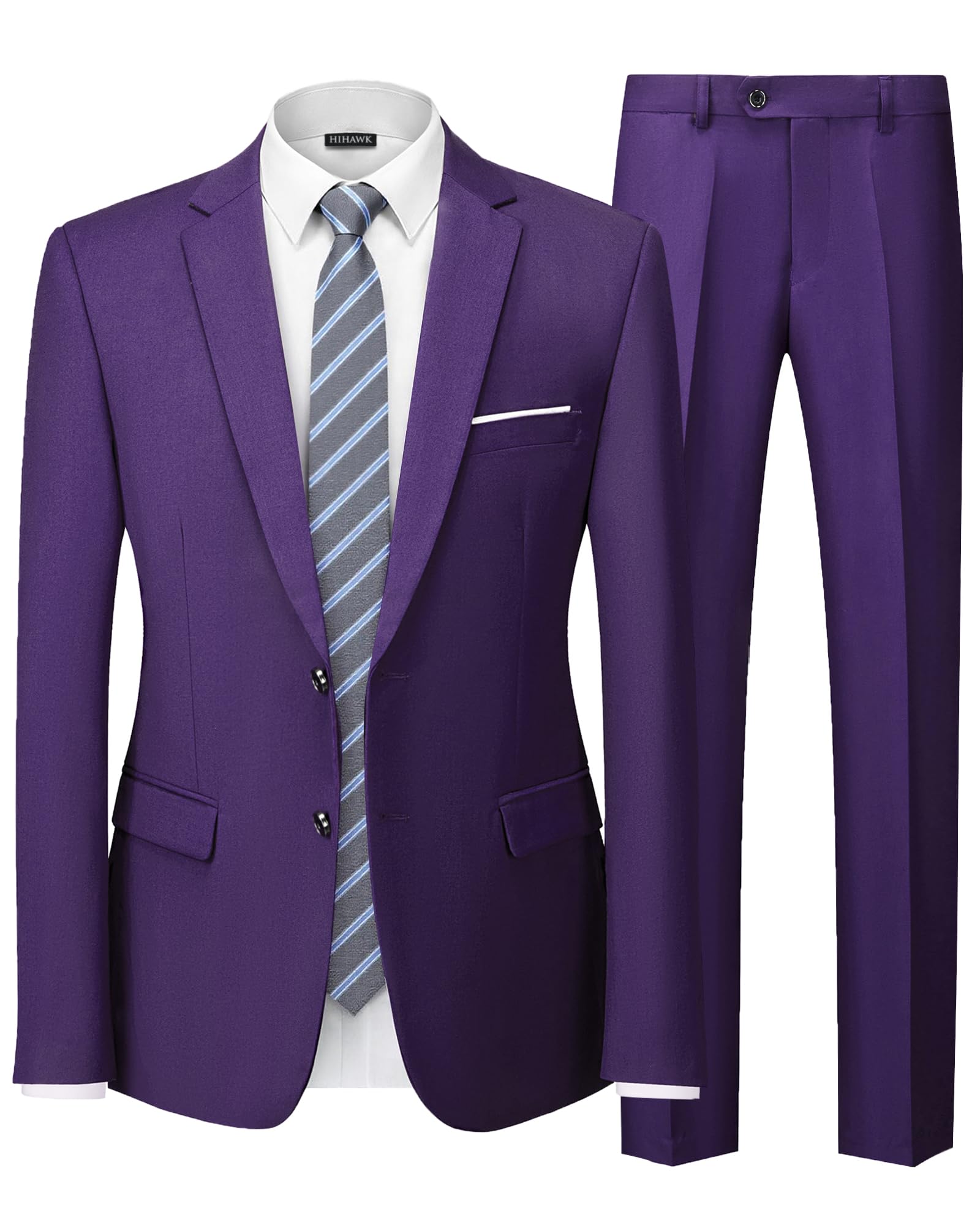 Hihawk Men's 2 Piece Slim Fit Suit with Stretch