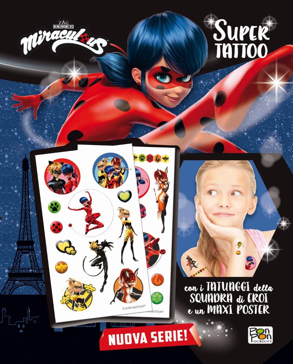 Super Tattoo Miraculous Le Storie Di Ladybug E Chat Noir Con Poster Amazon Es Libros
