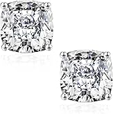 SMILEST 1-3 Carat Cushion Cut Moissanite Earrings for Women Men, Lab Created Moissanite 14K Gold Plated 925 Sterling Silver Stud Earrings Jewelry Gifts Hypoallergenic