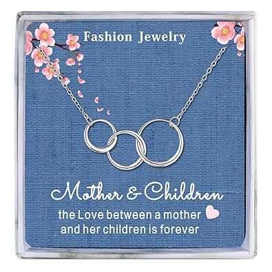 Mother Daughter Son Necklace Sterling Silver 3 Interlocking