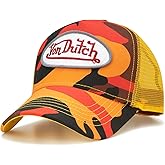 Von Dutch Monogram Trucker Cap - Retro Snapback Cap for Men and Women - Adjustable Snap Fit Panel, Mesh Rear, Curved Bill