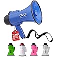 Pyle Compact Battery-Operated Megaphone with Siren - 30 Watt Power, Microphone, 2 Modes, PA Sound, Bullhorn, Foldable Handle for Cheerleading, Police Use (Blue)