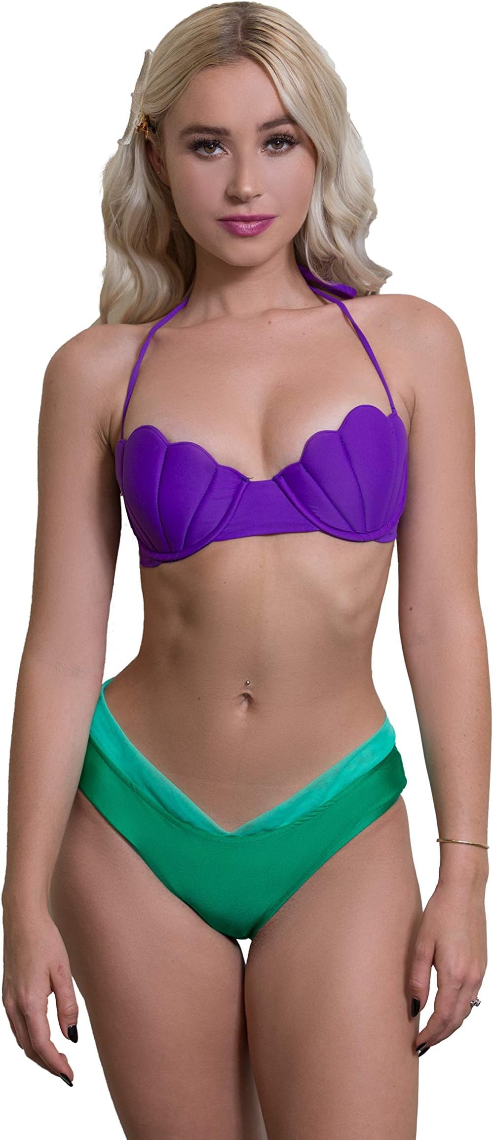 Seashell Mermaid Shell Pinup Purple Bra Costume Bikini Top