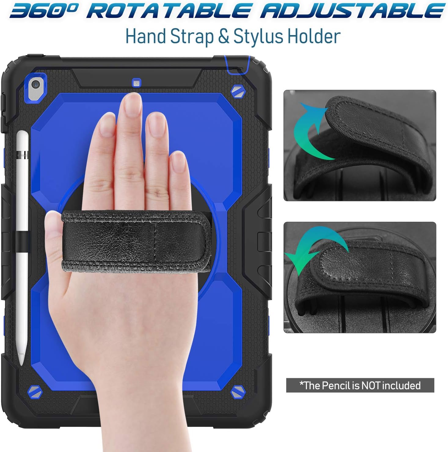 Timecity Case for iPad 9th/ 8th/ 7th Generation 10.2 inch, Heavy Duty Protective Cover with Screen Protector, Rotating Stand - Image 4