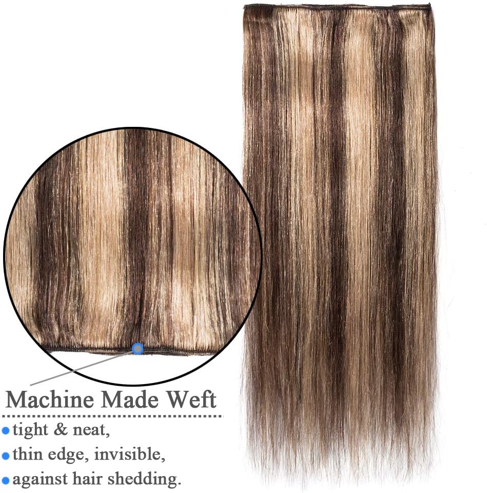Elailite Real Hair Clip in Hair Extensions 100% Human Hair Remy Natural Hair Extension - Image 5