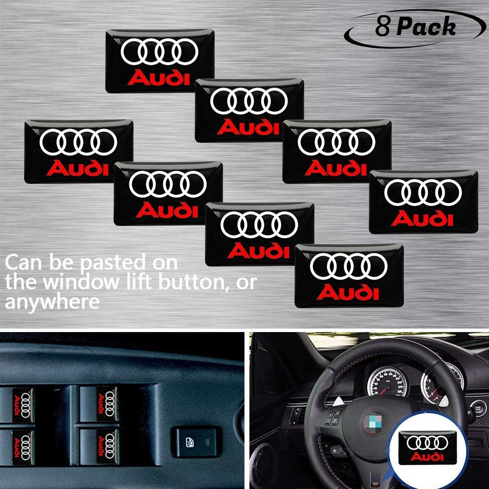 8pcs 3D water drop shape sticker for Audi, glass lift button decoration, free to stick to any position inside the Audi