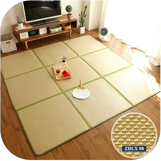 Alfombra Verde Azulado Y Gris, Alfombra Plegable De Ratán De Solo Hoja