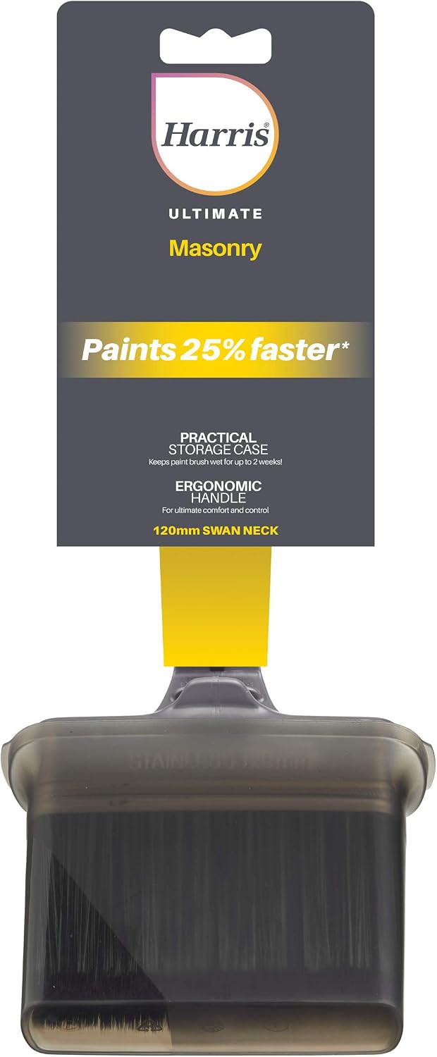 Harris Ultimate Masonry Swan Neck Paint Brush, 120mm, Grey, 120mm Masonry Swanneck Paint Brush - Image 3