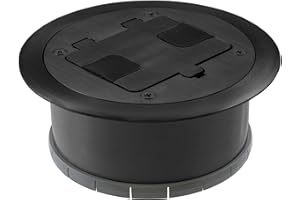 Bryant Electric RF406BK Pre-Assembled Flange, Cover, and Leveling Ring for Use with Floor Boxes Poured in Concrete, 15A 125V Outlet Included, Black