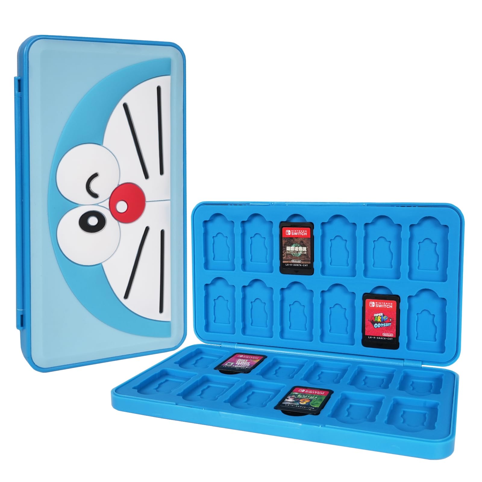 TIKOdirect Game Card Case for Nintendo Switch 2 / Switch / SD Cards, Storage 24 Switch Game Cards Portable Holder Pretty Cute Hard Shell with Magenic Closure, Blue Cat