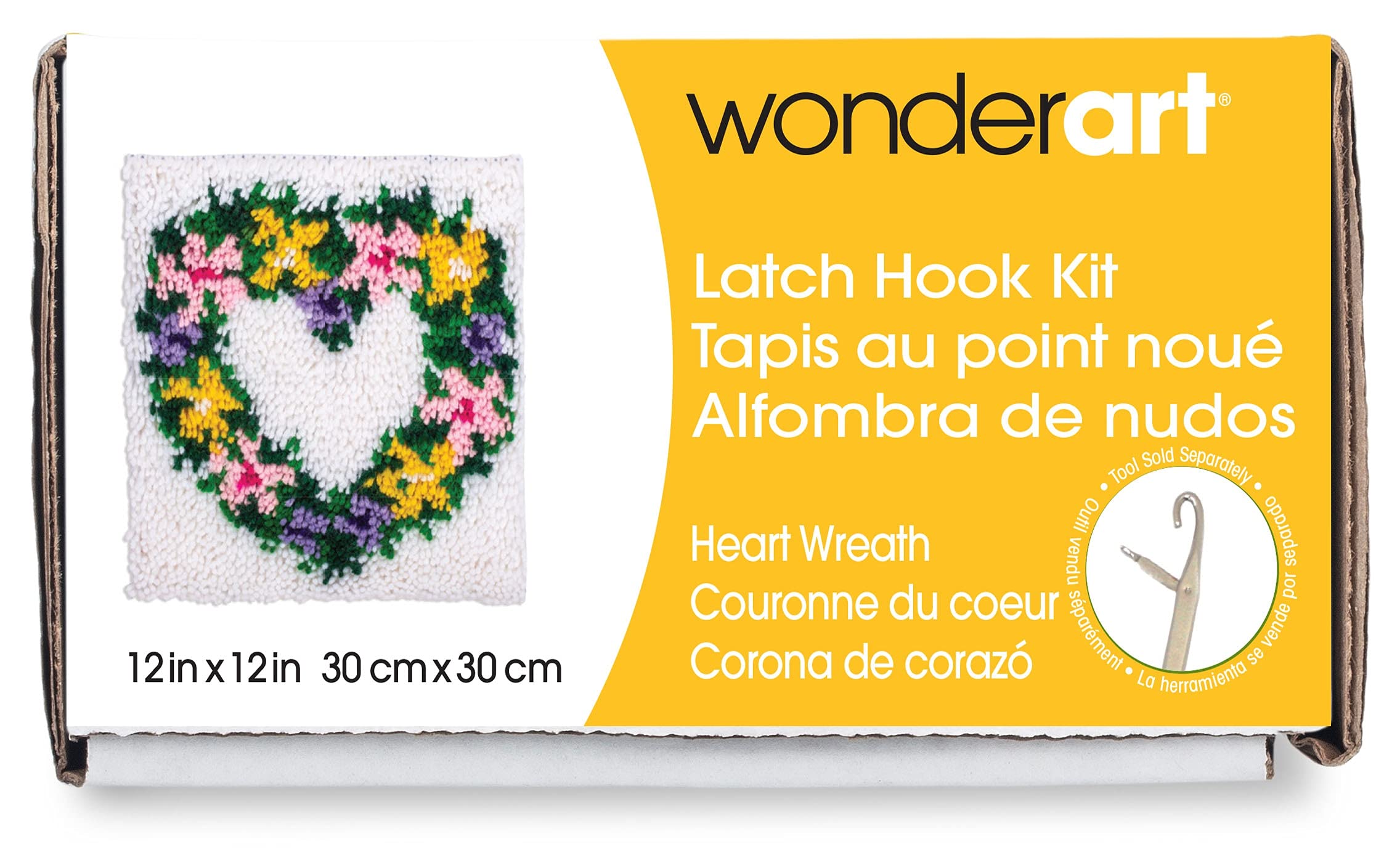 wonderart Latch Hook Kit x 12-inch, Heart Wreath, 12 x 12