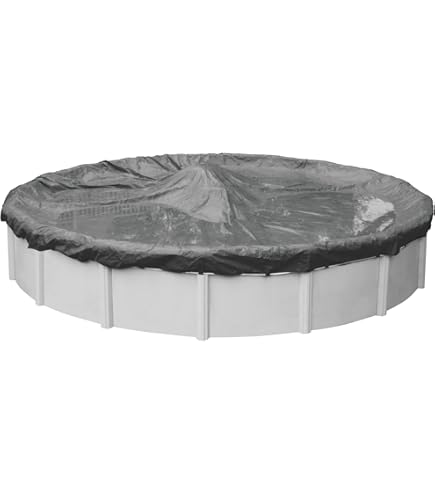 Robelle 24ft Heavy Duty Solid Winter Pool Cover - 28ft Size With 4ft Overlap, 8x8 Scrim, Includes Winch & Cable, For Above Ground Pools