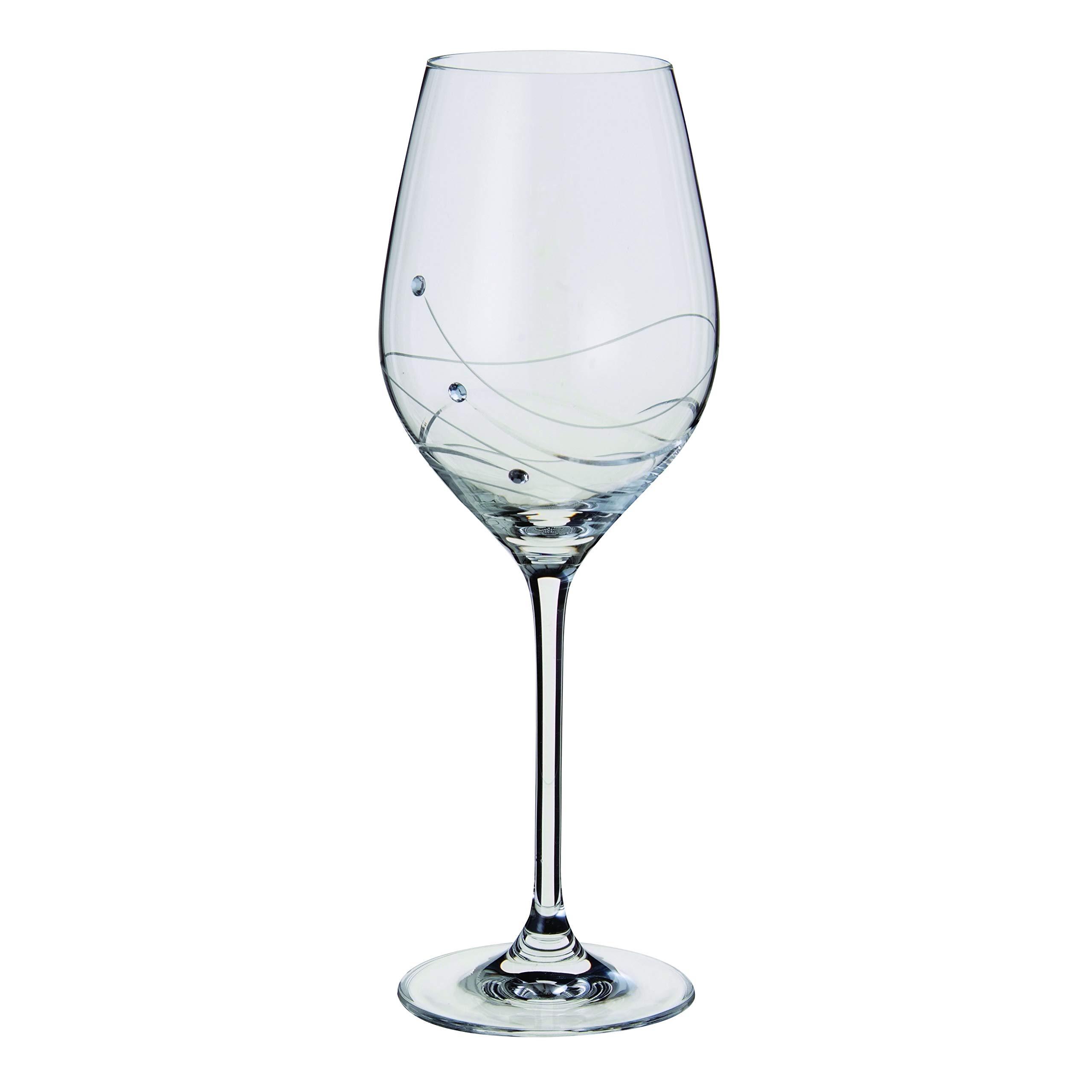 Dartington Crystal Glitz Single Wine Glass, Single | Glitz Wine Glass | 225mm | 33cl | Embellished with Sparkling Crystal Elements| Suitable for Any Kind of Wine; red, White or Rose | Gift