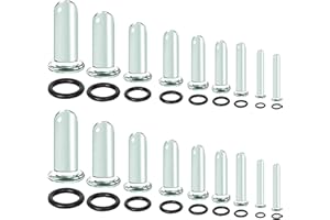 18Pcs Glass Ear Stretching Kit Ears Gauges 1.6-7mm Plugs with O-Rings Single Flare Expander, Transparent GlassBody Piercing J