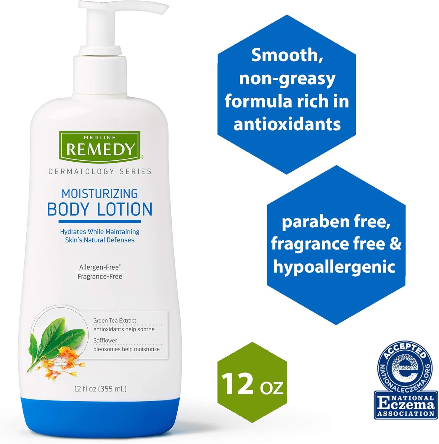 Remedy Dermatology Series Body Lotion for Dry Skin, 12 Oz, Unscented Lotion, Paraben Free, Lotion for Sensitive Skin, White: Health & Personal Care