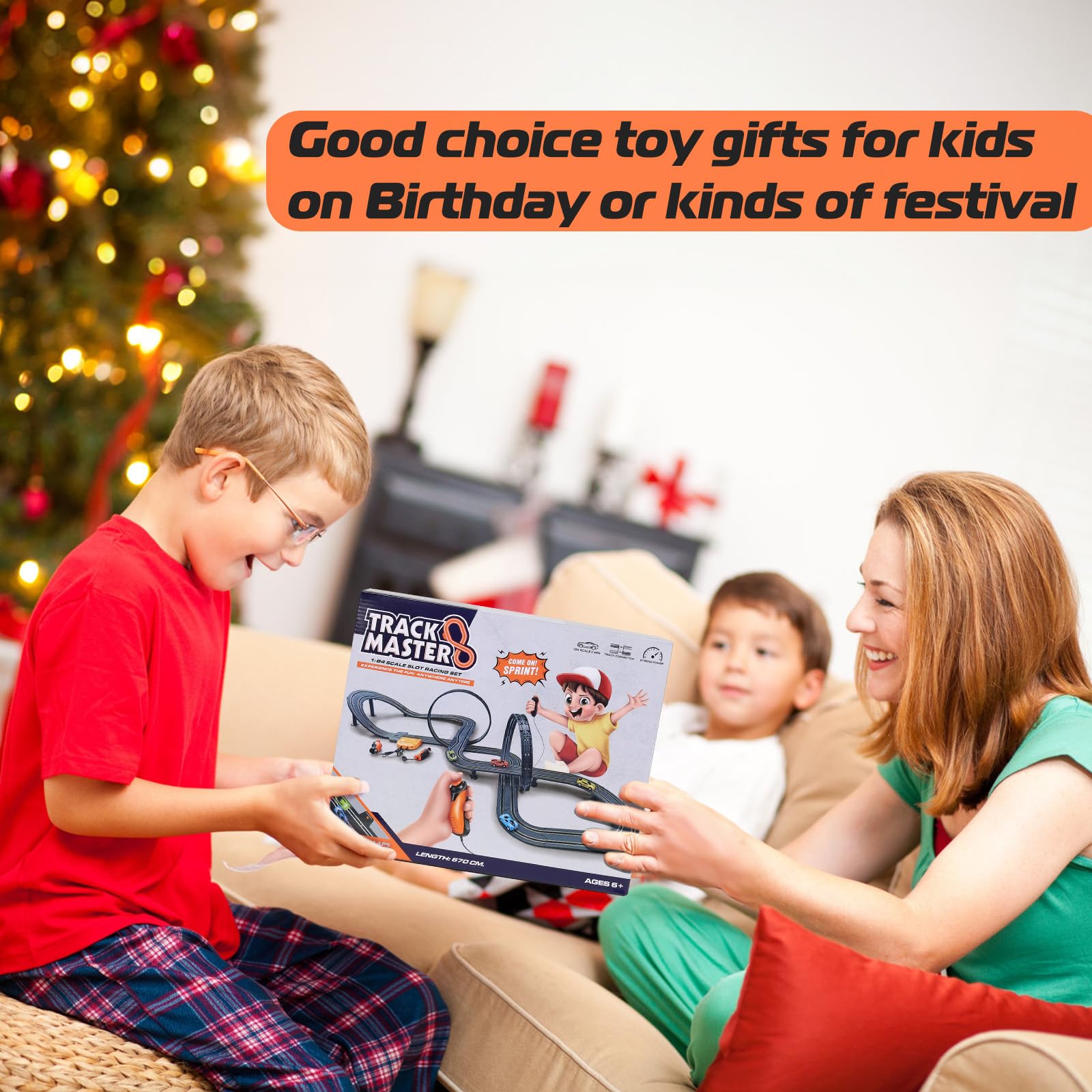 Slot Car Race Track Set, Battery or Electric Race Car Toys for 3 4 5 6+ Year Old Boys Gifts, 4pcs Slot Cars & 23 FT Dual Racing Game Lap Overpass Track, Gifts Toys for Boys Kids Age 6 7 8-12