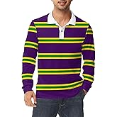 AOBUTE Mens Fat Tuesday Shirts Carnival Long Sleeve Top