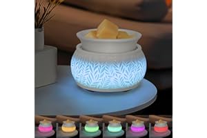 NAWAZA Ceramic Wax Melt Warmer for Scented Wax Warmer 3-in-1 Electric Fragrance Candle Warmer Lamp with 7 Colors LED Light for Mothers Day Birthday Gifts for Women Daughter Girl Home Office Deco(White-01)
