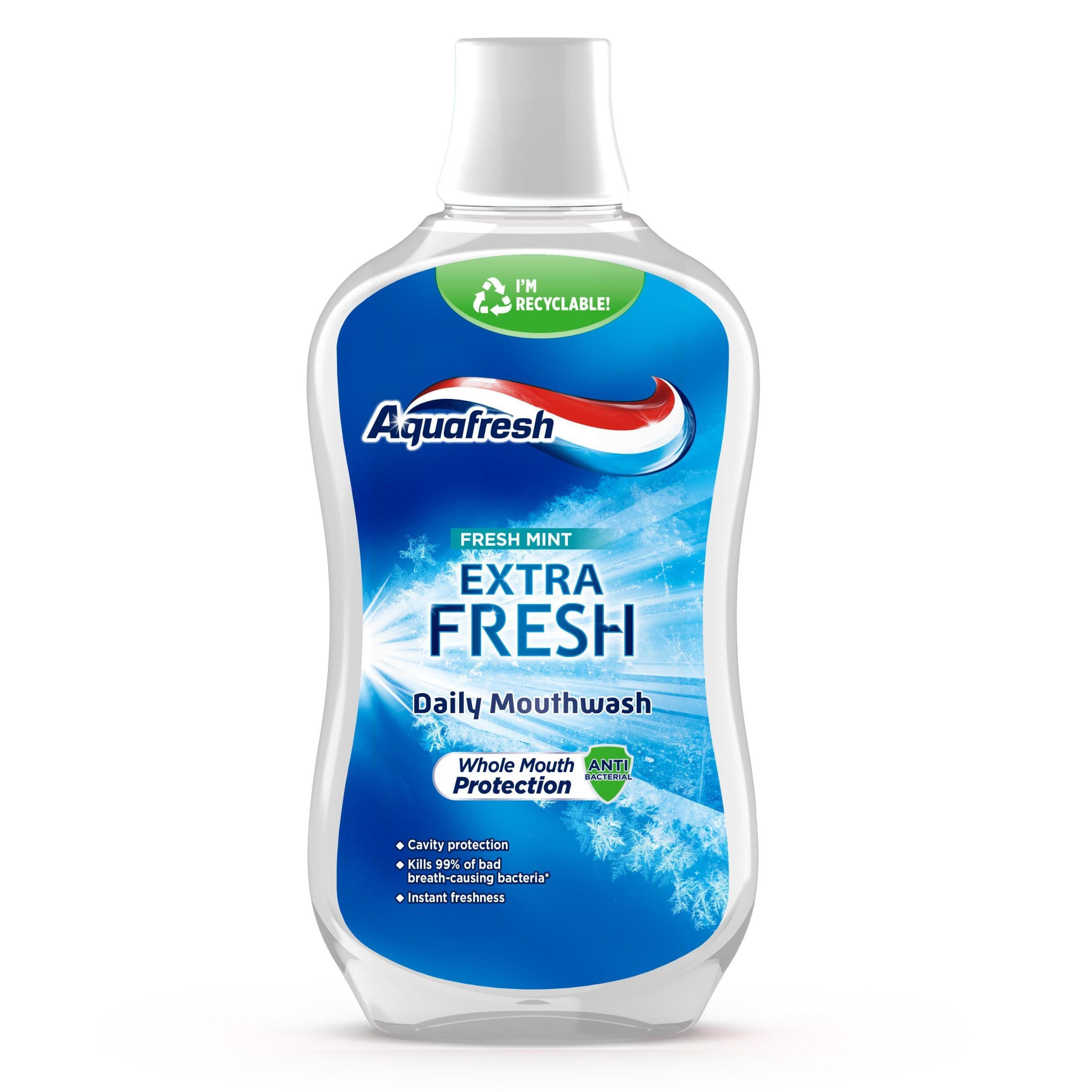 Metropharm Aqua Fresh Daily Mouthwash-Mint, 500 ml (Packaging May Vary)