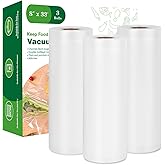 Moretoes Vacuum Sealer Bags, 3 Rolls 8" x 33' Food Vac Bags for Food Storage Saver, Commercial Grade Bag Rolls, BPA Free, Customized Size Bag for Sous Vide Cooking or Meal Prep