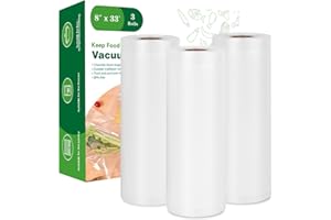 Moretoes Vacuum Sealer Bags, 3 Rolls 8" x 33' Food Vac Bags for Food Storage Saver, Commercial Grade Bag Rolls, BPA Free, Customized Size Bag for Sous Vide Cooking or Meal Prep