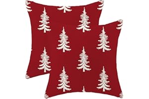 CXMEIFLY Christmas Pillow Covers 20x20 Inch Set of 2 Red Cream Christmas Tree Decor Throw Pillows Winter Xmas Holiday Outdoor Cushion Cases for Couch Bed Decorations