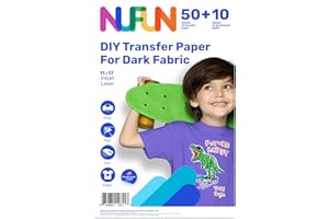 NuFun Activities Inkjet Printable Iron-On Heat Tshirt Transfer Paper 11x17 (50, Dark Fabrics)