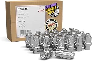 Wheel Accessories Parts 24 Pcs + Key M12x1.5 12x1.5 Thread ET Bulge Acorn (Extra Thread) 1.57" Long Spline Lug Nuts Chrome Spline Hex Fits Toyota Tacoma 4Runner ｜ Ford Bronco Ranger