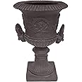 Great Deal Furniture Garden Urn Planter, Roman, Botanical, Antique Gray Lightweight Concrete