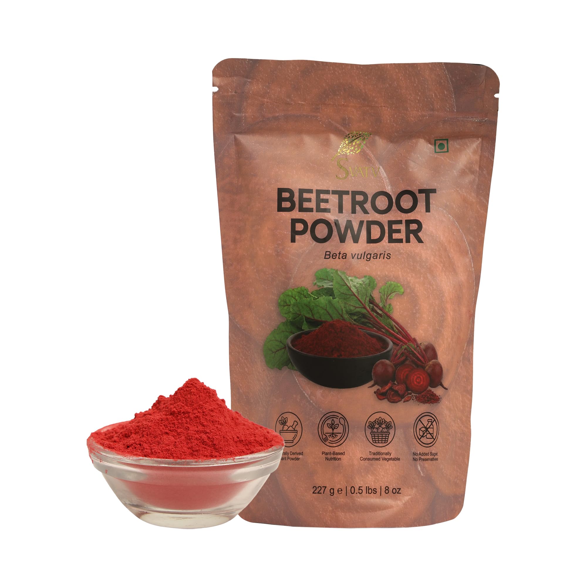SVATV Natural Beet Root Powder, Natural Nitric Oxide Booster, Powdered Superfood for Natural Energy - 227g, 8oz, Half Pound
