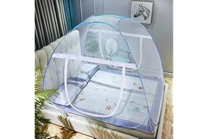 AMMER Pop-Up Mosquito Net Tent for Beds Portable Folding Design with Net Bottom for Baby Adults Trip (79 x71x59 inch)