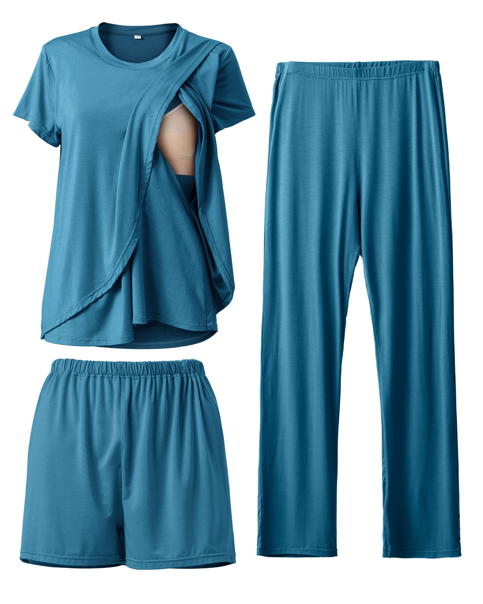 Rnxrbb 3 Piece Postpartum Nursing Pajamas Set