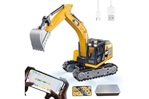 DAOGU Remote Control mini Excavator,1:64 RC Alloy Construction Vehicle Toys, STEM Tools for Learning Programming for Boys 3 4 5 6 7 8-12 Year Old Kids Christmas Birthday Gift (mini Excavator)