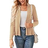 GRACE KARIN Women's Lightweight Draped Open Front Cropped Cardigan Long Sleeve Sweaters Peplum Knit Tops