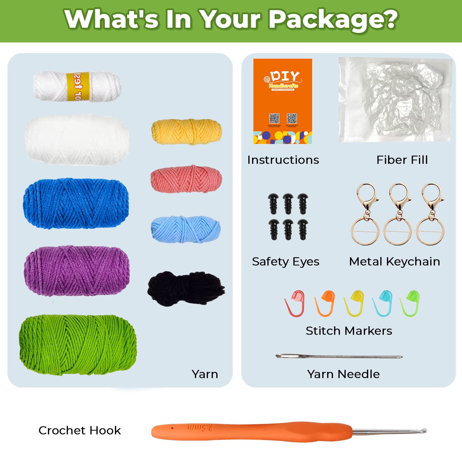 PIPAPI Crochet Kit for Beginners, 3 Pattern Animals-Owl, Penguin, Frog, Knitting Kit for Adult Kids with Step-by-Step Video Tutorials and Yarns, Hook, Accessories