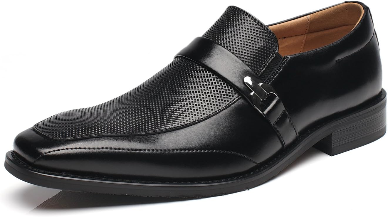 NXT NEW YORK Men's Leather Dress Shoes Slip On Plain Toe Loafer Shoes Men Formal Classic Comfortable Business Shoes