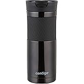 Contigo Byron Snapseal Travel Mug, Stainless Steel Thermal Mug, Vacuum Flask, Leakproof Tumbler, Coffee Mug with BPA Free Easy-Clean Lid, 590 ml, Black