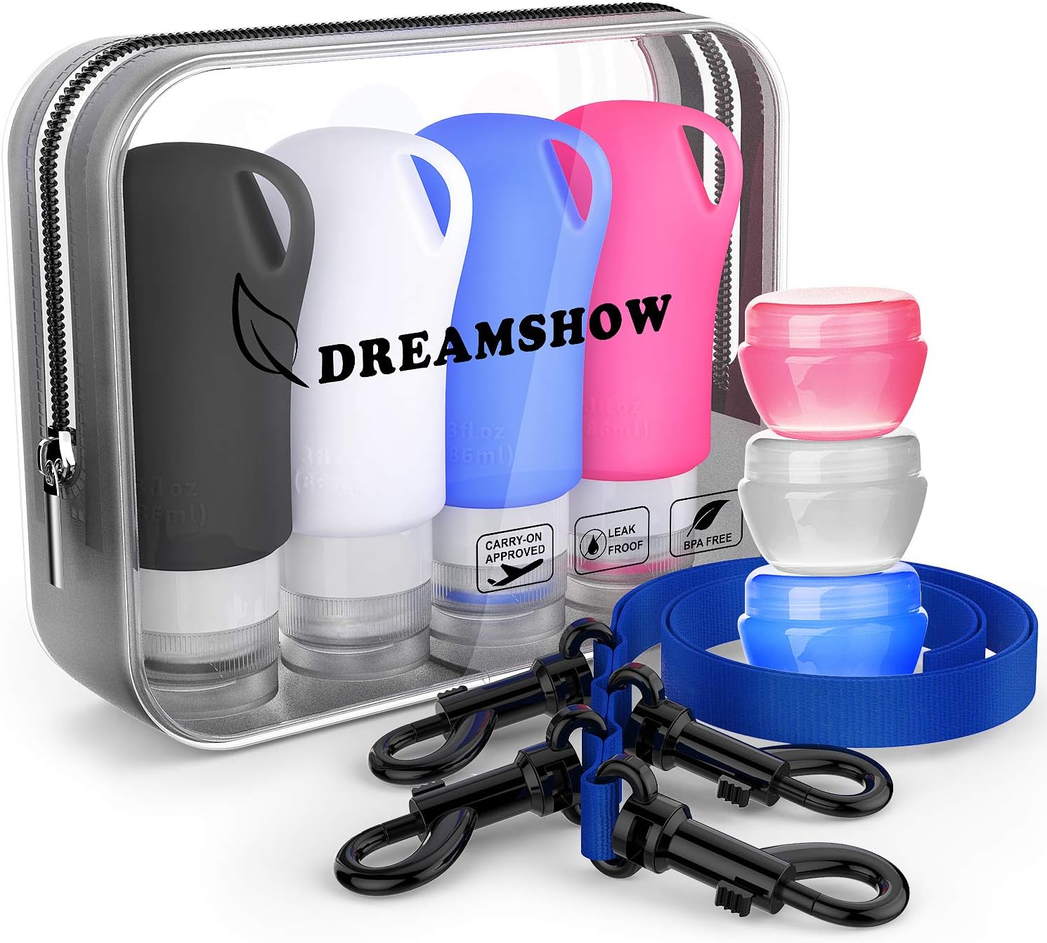 Silicone Travel Bottles,TSA Approved Travel Size containers for toiletries,Leak proof Travel Shampoo And Conditioner Bottles With Shower Lanyard, Travel Accessories