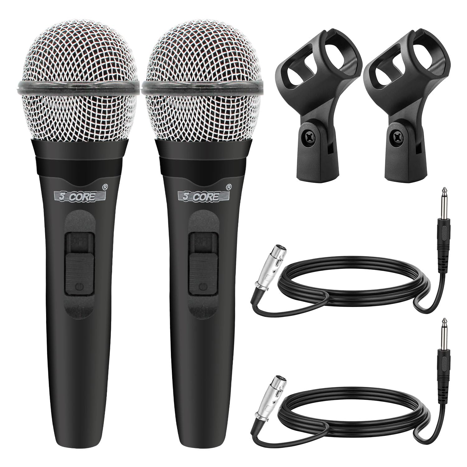 5 CORE Microphone Pair XLR Dynamic Mic Karaoke