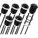 DaierTek 12mm Momentary Push Button Switch 12V Black Waterproof Pushbutton Switch 2 Pin Pre-Wired Normally Open for Automotive Car Marine Boat -6Pcs