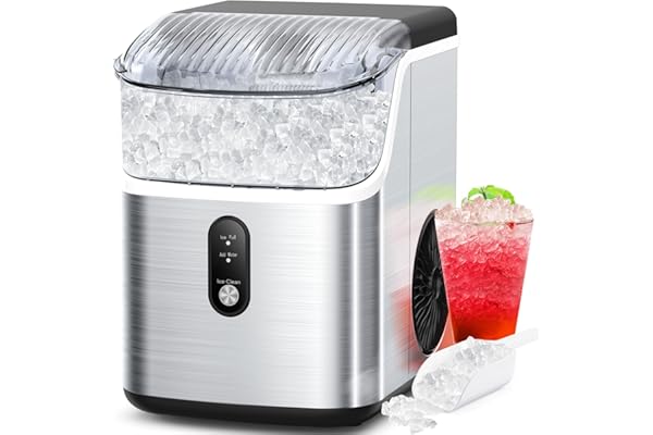 COWSAR Nugget Ice Makers Countertop, Soft Chewable Crushed Ice Maker Machine, Portable Pebble Ice Maker Countertop, 34Lbs/Day, Self-Cleaning, One-Button Operation Ice Machine for Home Kitchen Party