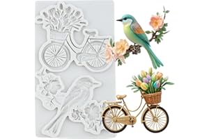 TAOXIBEI Bird Silicone Mold Bird Flower Bicycle Polymer Clay Molds for DIY Crafts Epoxy Resin Casting Air Dry Polymer Clay Plaster Jewelry Making